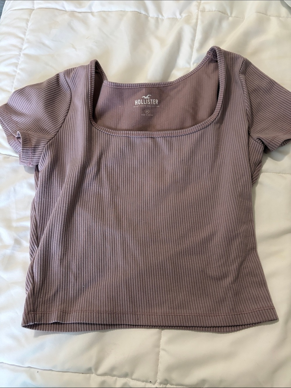 Hollister Dusty Mauve Ribbed Scoop-Neck Crop Top